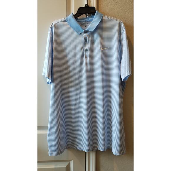 Nike Golf Dri-Fit Blue Striped Short Sleeves Polo T-shirt Size XL - Picture 1 of 11